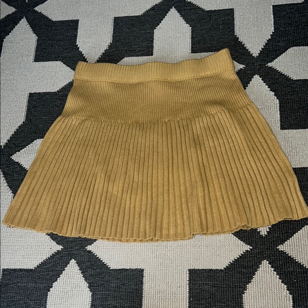 Aerie Mustard Yellow Knit Ribbed Mini Skirt